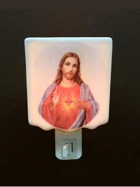 Porcelain Sacred Heart of Jesus Night Light with Gift Box